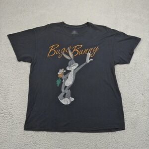Bugs Bunny Shirt Mens XL Black Looney Tunes Graphic Tee Cartoon Character